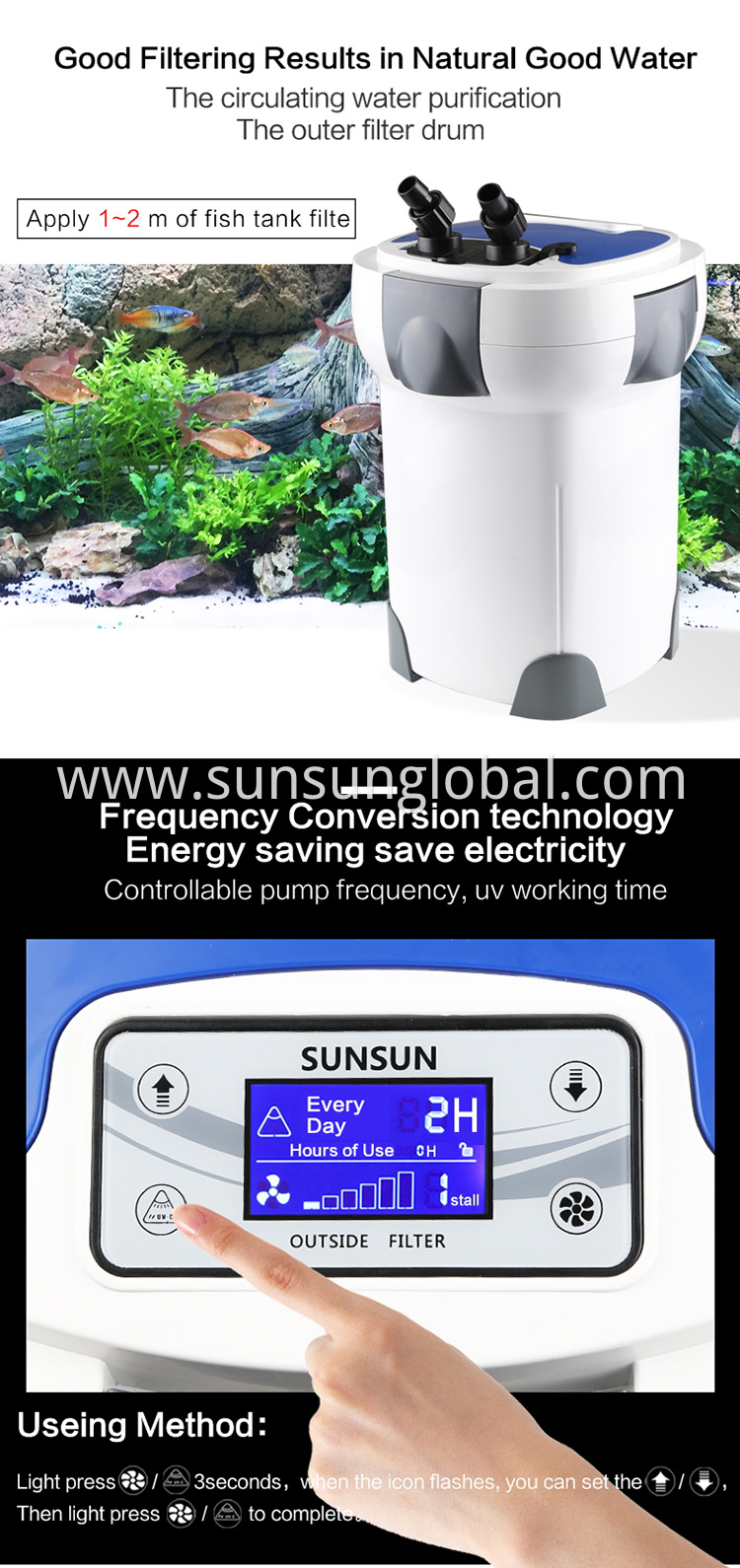 Sunsun aquarium canister external fish tank filter